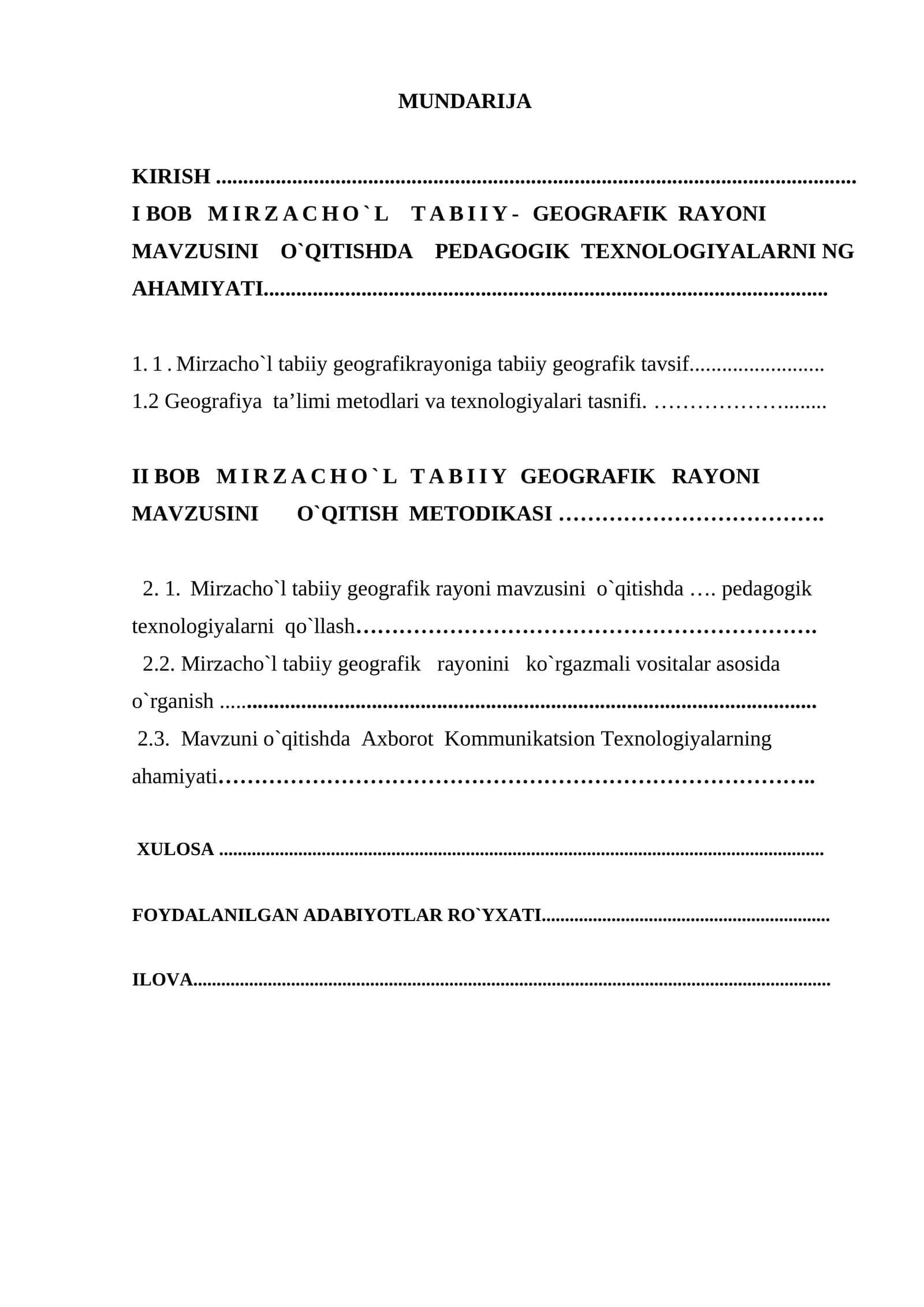 MIRZACHO`L TABIIY- GEOGRAFIK RAYONI MAVZUSINI O`QITISHDA PEDAGOGIK TEXNOLOGIYALARNI NG AHAMIYATI
