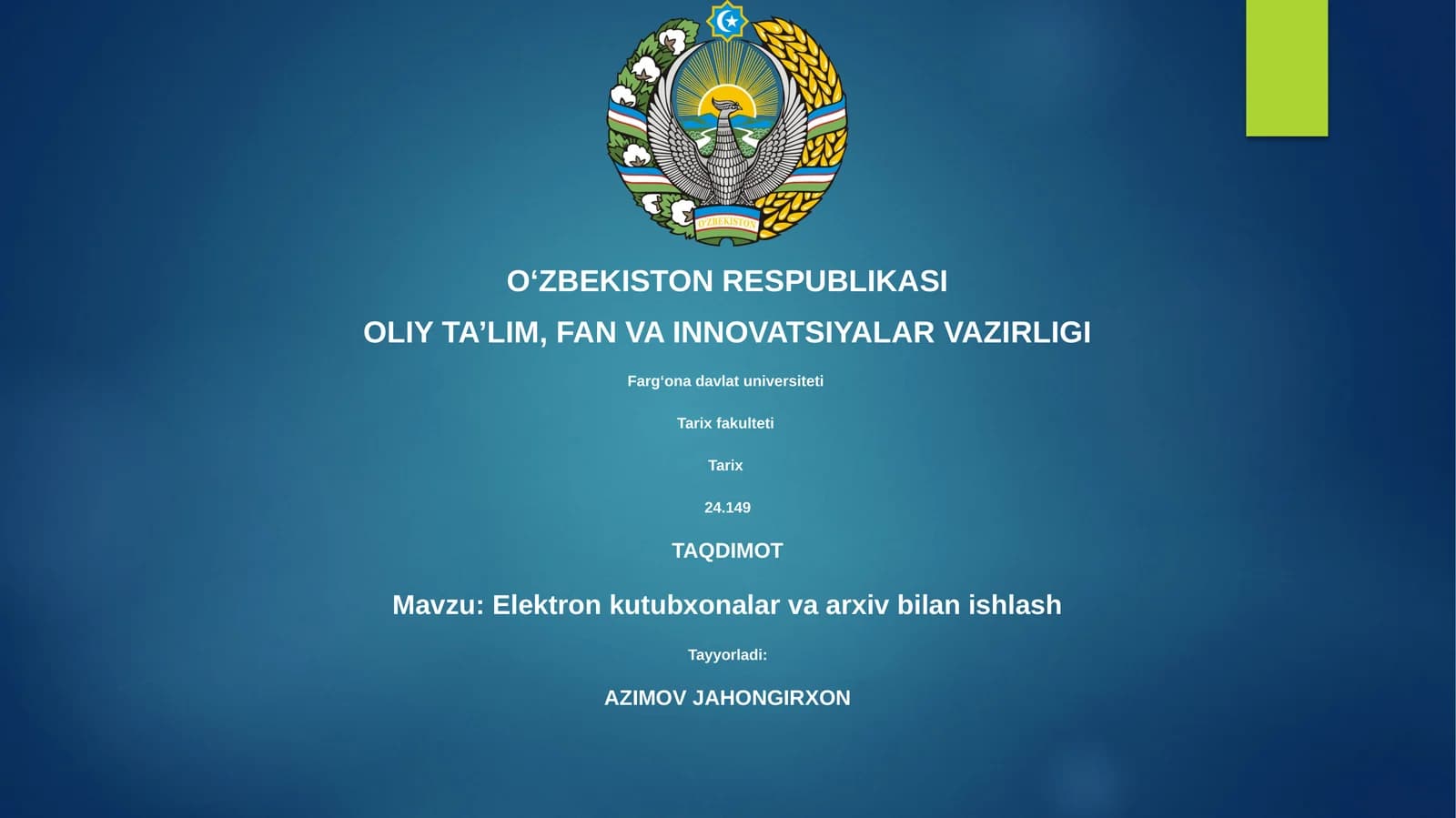 Elektron kutubxonalar va arxiv bilan ishlash