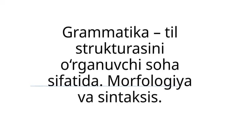 Grammatika–tilstrukturasinio‘rganuvchisohasifatida.Morfologiyavasintaksis
