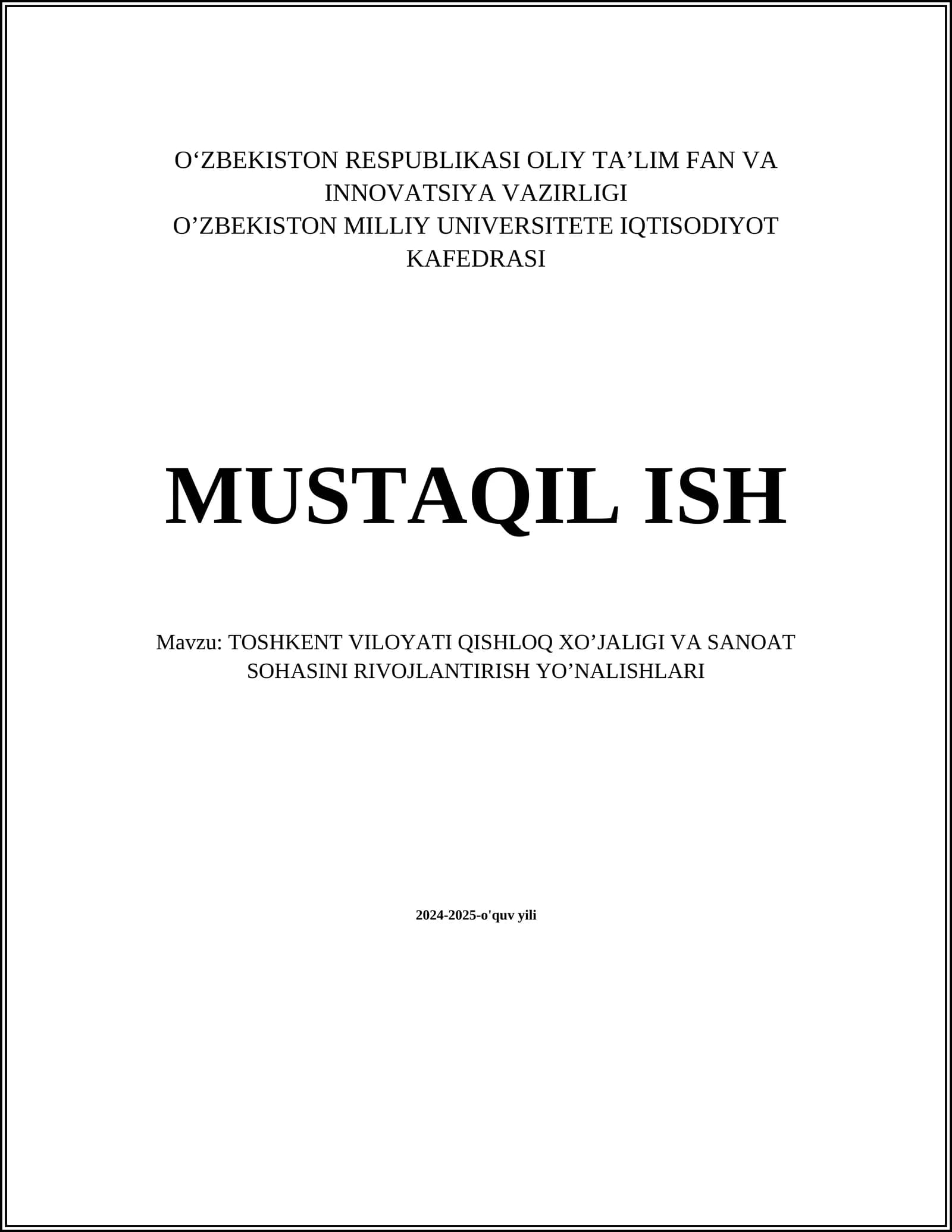 Toshkent Viloyati Qishloq XO'jaligi Mahsulotlarini Qayta Ishlash