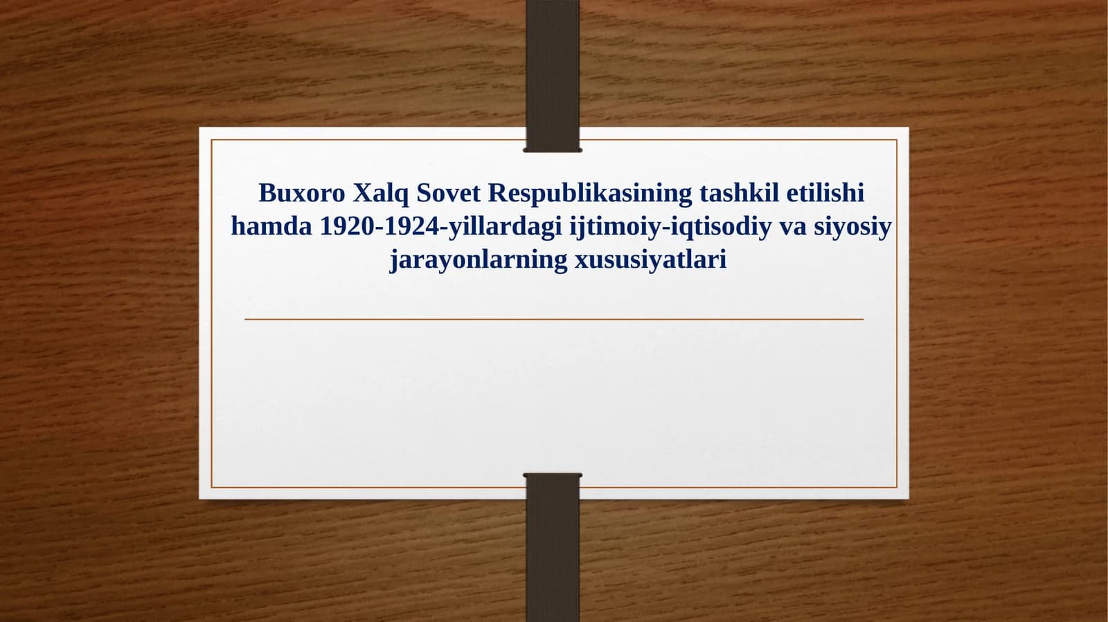 Buxoro Xalq Sovet Respublikasining tashkil etilishi hamda 1920-1924-yillardagi ijtimoiy-iqtisodiy va siyosiy jarayonlarning xususiyatlari