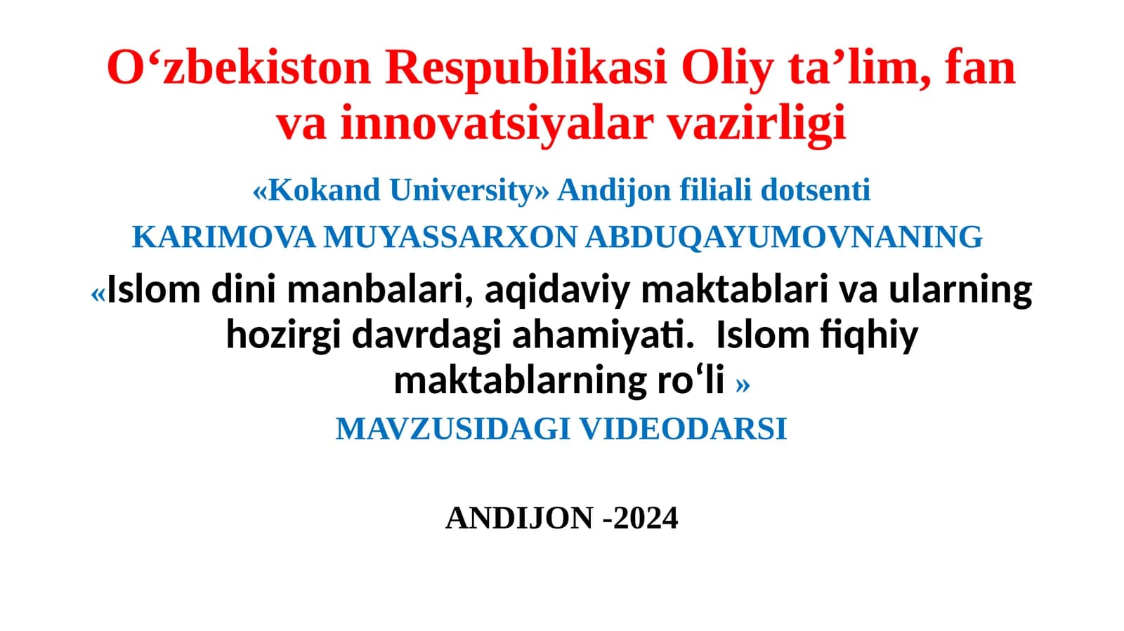 Islom dini manbalari, aqidaviy maktablari va ularning hozirgi davrdagi ahamiyati. Islom fiqhiy maktablarining ro‘li