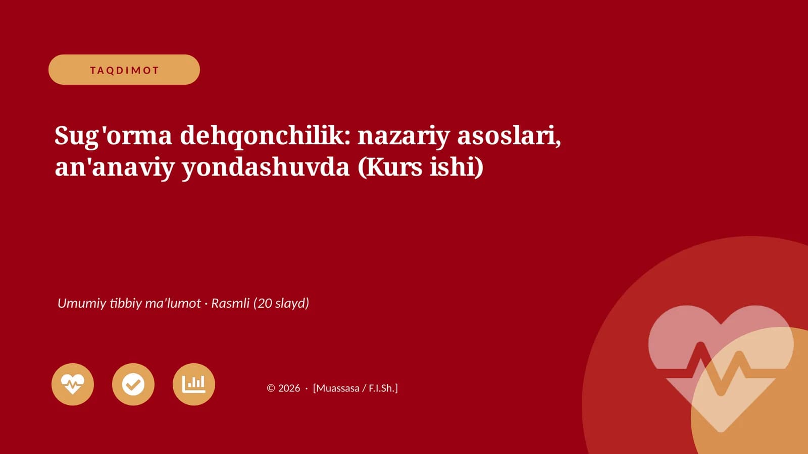 Sug'orma dehqonchilik: nazariy asoslari, an'anaviy yondashuvda (Kurs ishi)