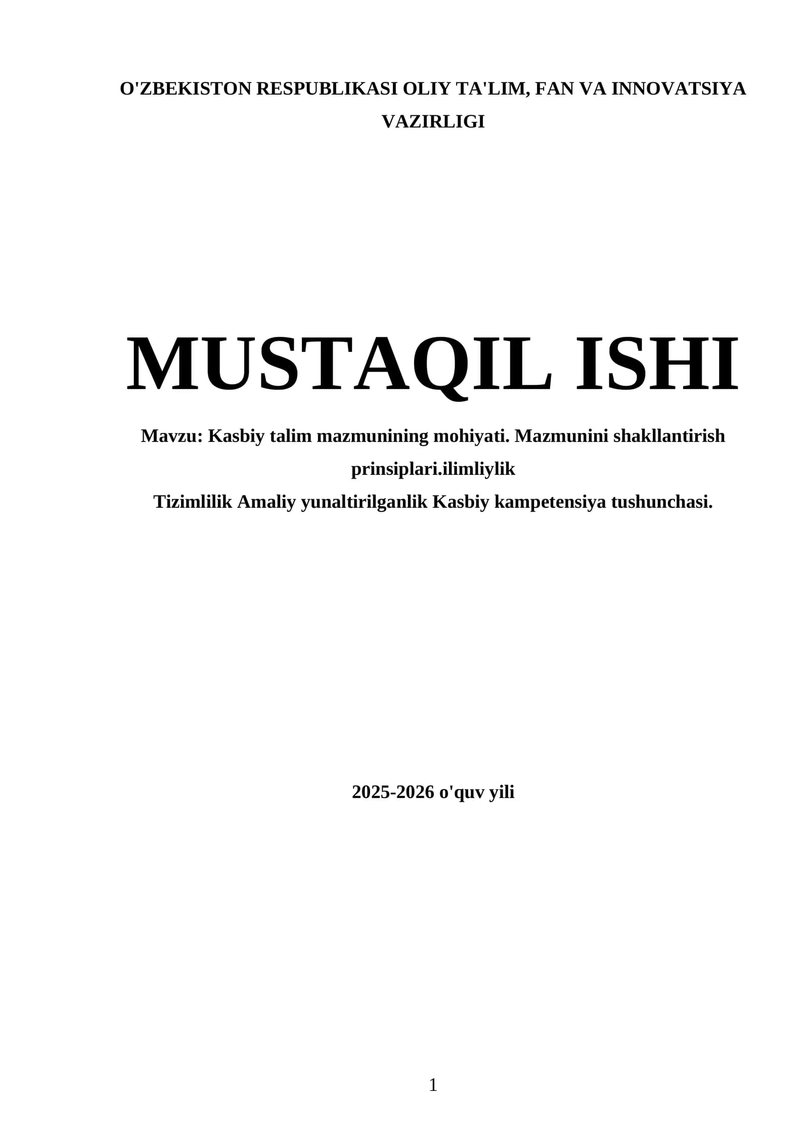 Kasbiy talim mazmunining mohiyati