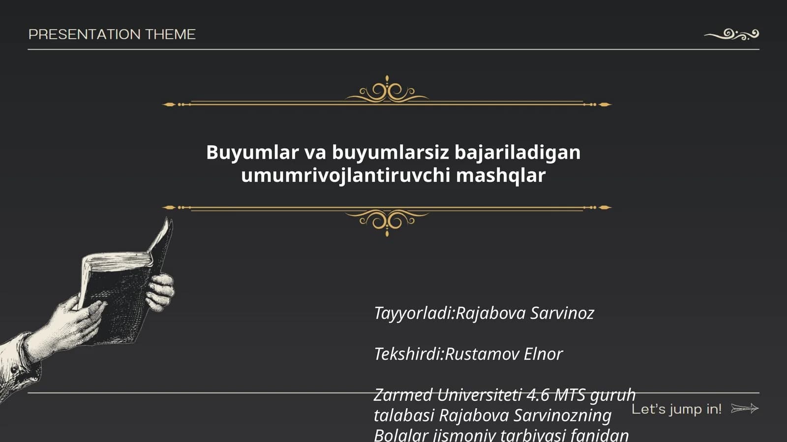 Buyumlar va buyumlarsiz bajariladigan umumrivojlantiruvchi mashqlar