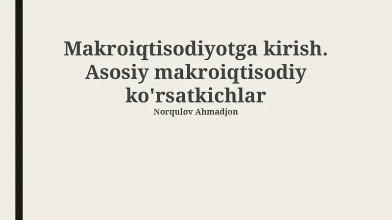 Makroiqtisodiyotga Kirish