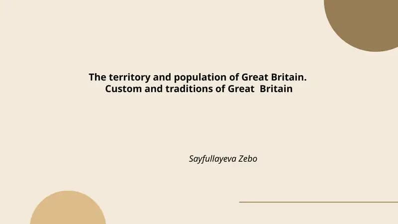 Territory and Population of Great Britain