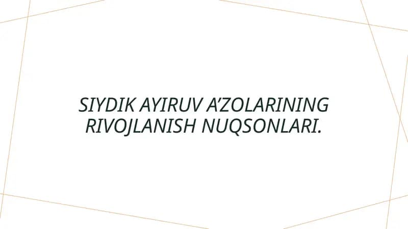 Siydik ayiruv a’zolarining rivojlanish nuqsonlari