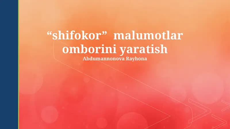 Shifokorlar Ma'lumotlar Bazasini Rejalashtirish