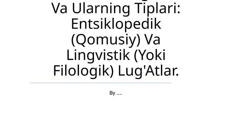 Leksikografiya Haqida Umumiy Ma'lumot
