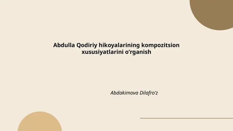 Abdulla Qodiriyning hikoyalari