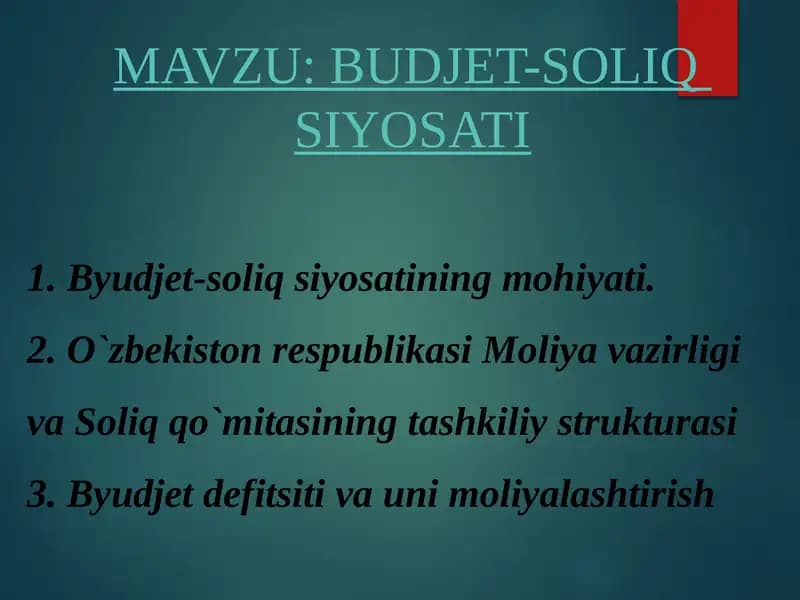 Byudjet-soliqsiyosatining mohiyati