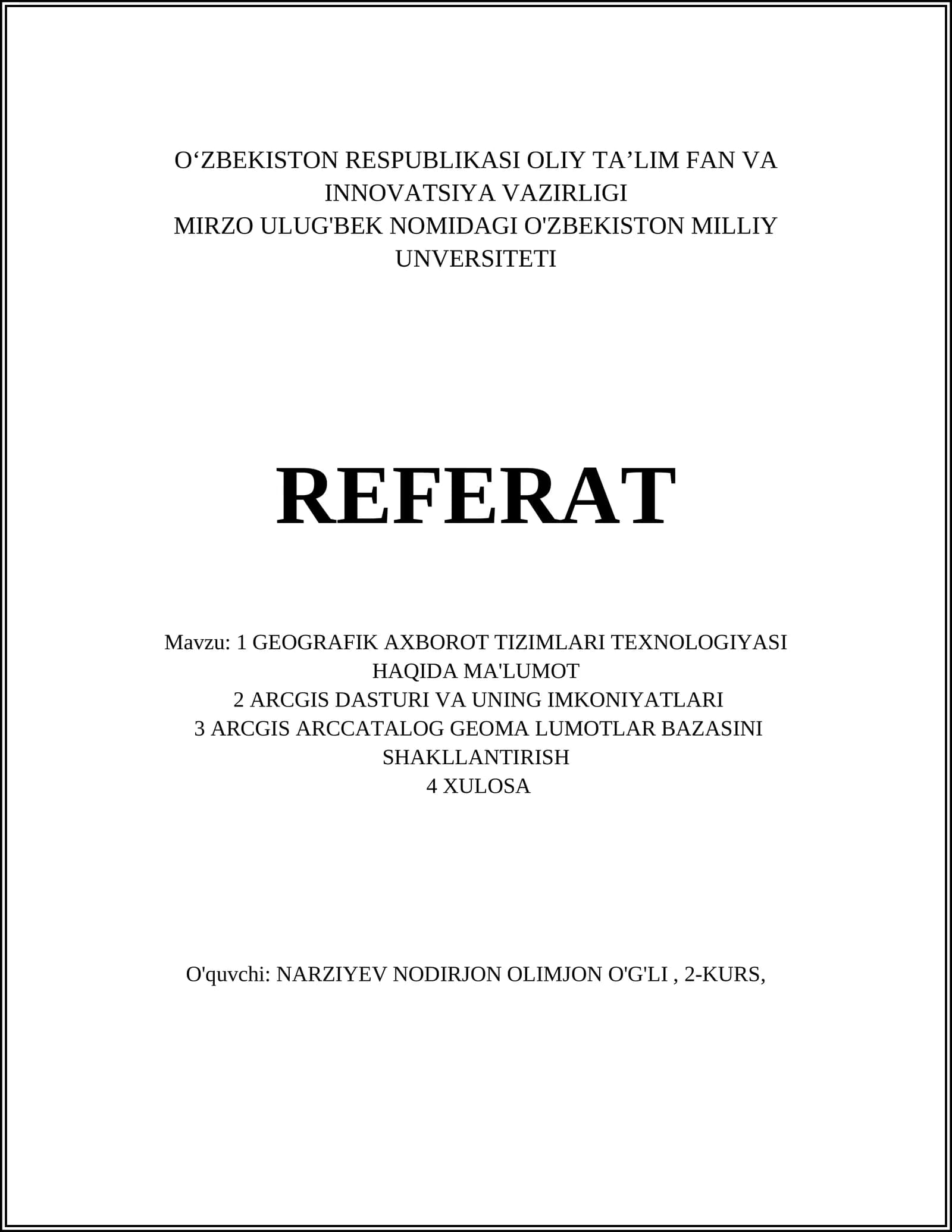 Geografik axborot tizimlari texnologiyasi