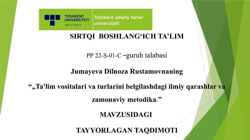 Ta'lim vositalari va turlarini belgilashdagi ilmiy qarashlar va zamonaviy metodika
