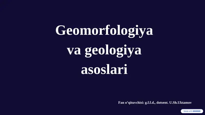 Geomorfologiya va geologiya asoslari