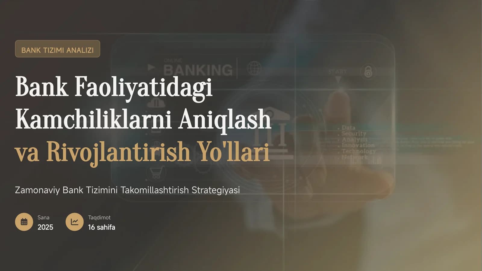 Bank Tizimini Takomillashtirish Strategiyasi