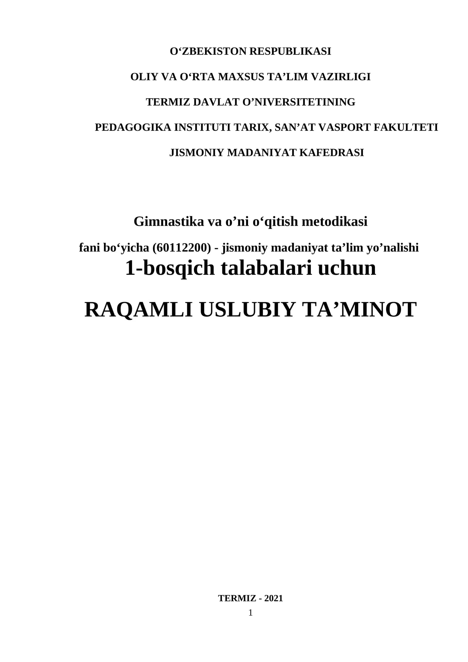RAQAMLI USLUBIY TA’MINOT