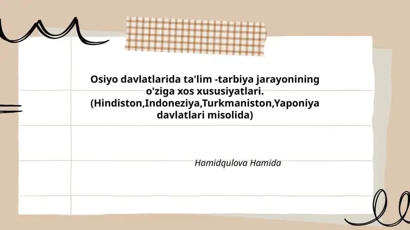 Ta'lim - tarbiya jarayonining o'ziga xos xususiyatlari