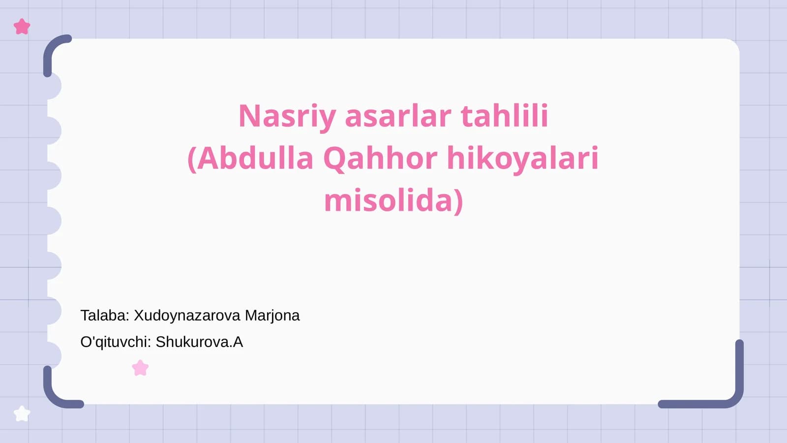 Nasriy asarlar tahlili (Abdulla Qahhor hikoyalari misolida)