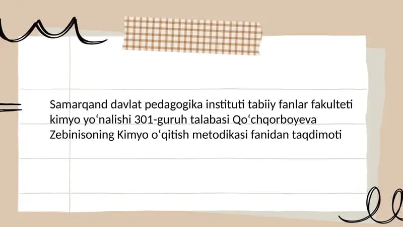 Kimyo oʻqitish metodikasi