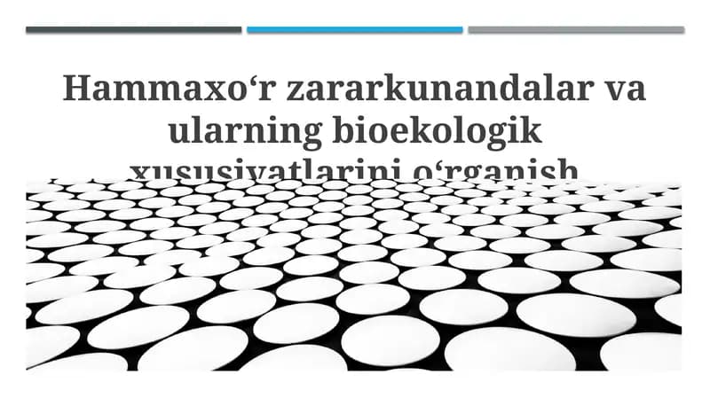 So'ruvchi zararkunandalar va ularning bioekologik xususiyatlarini oʻrganish