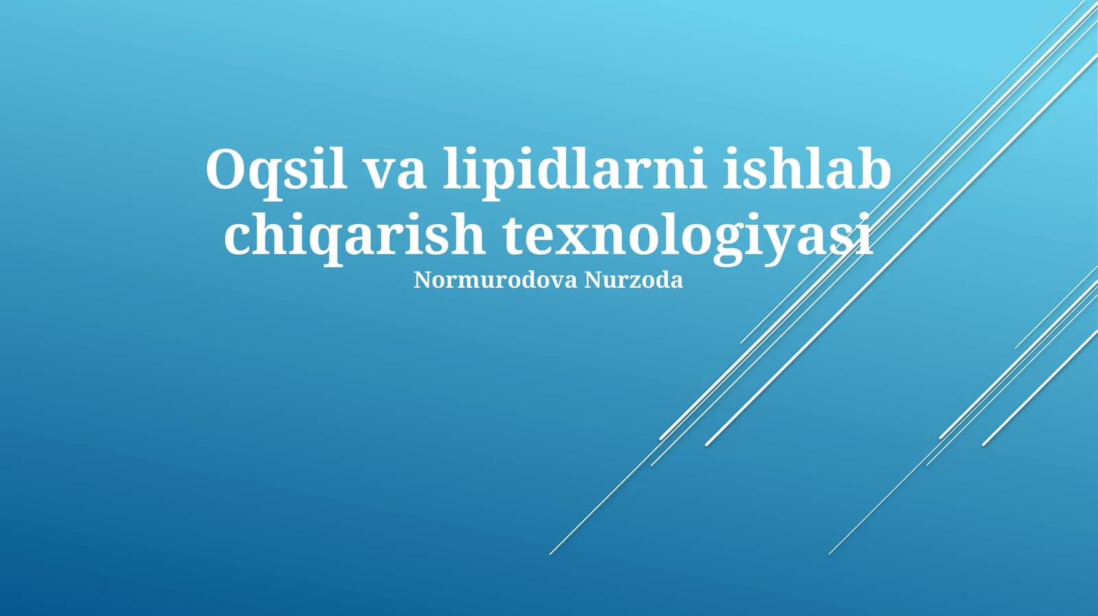 Oqsil va lipidlarni ishlab chiqarish texnologiyasi