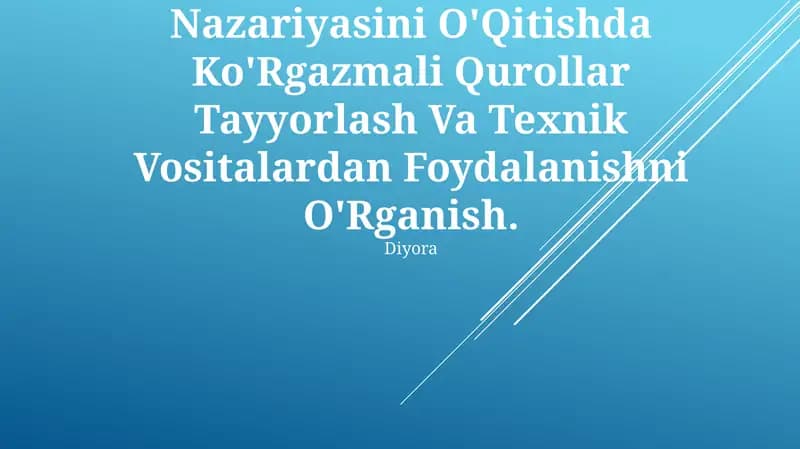 Elektrolitik Dissotsialanish Nazariyasini O'Qitishda Ko'Rgazmali Qurollar Tayyorlash Va Texnik Vositalardan Foydalanishni O'Rganish
