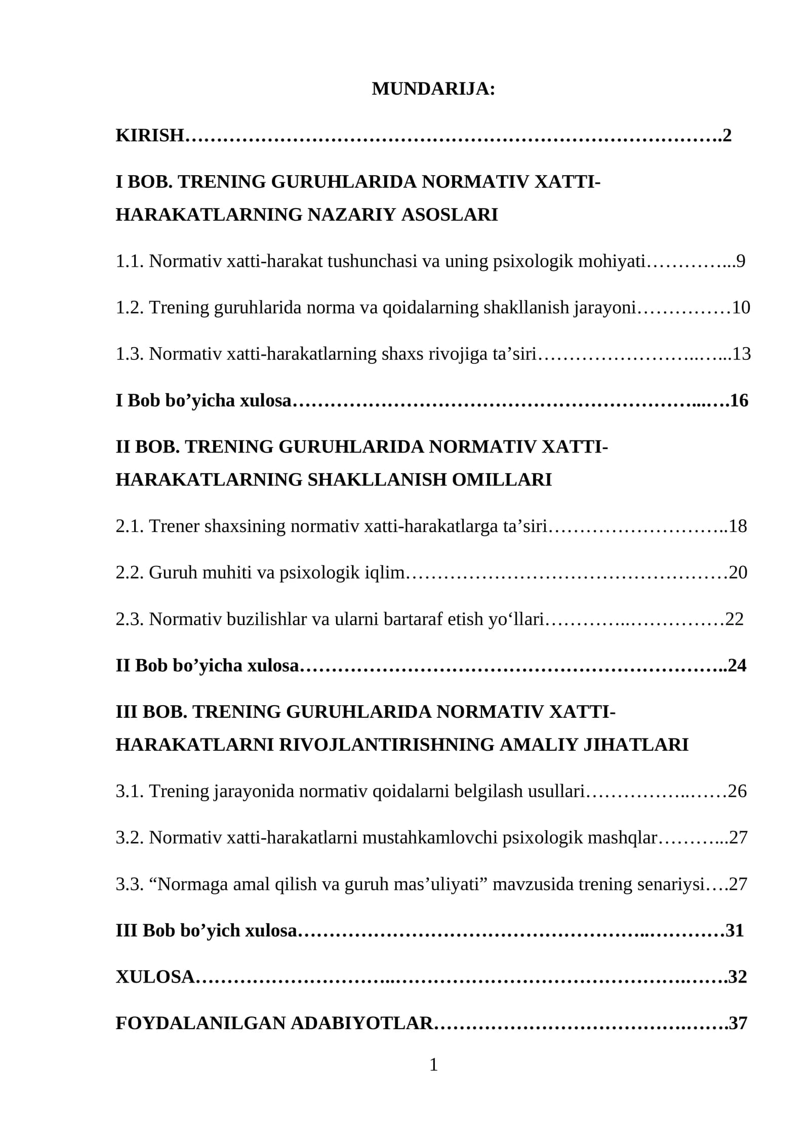 Normativ xatti-harakatlanishning psixologik va pedagogik asoslari