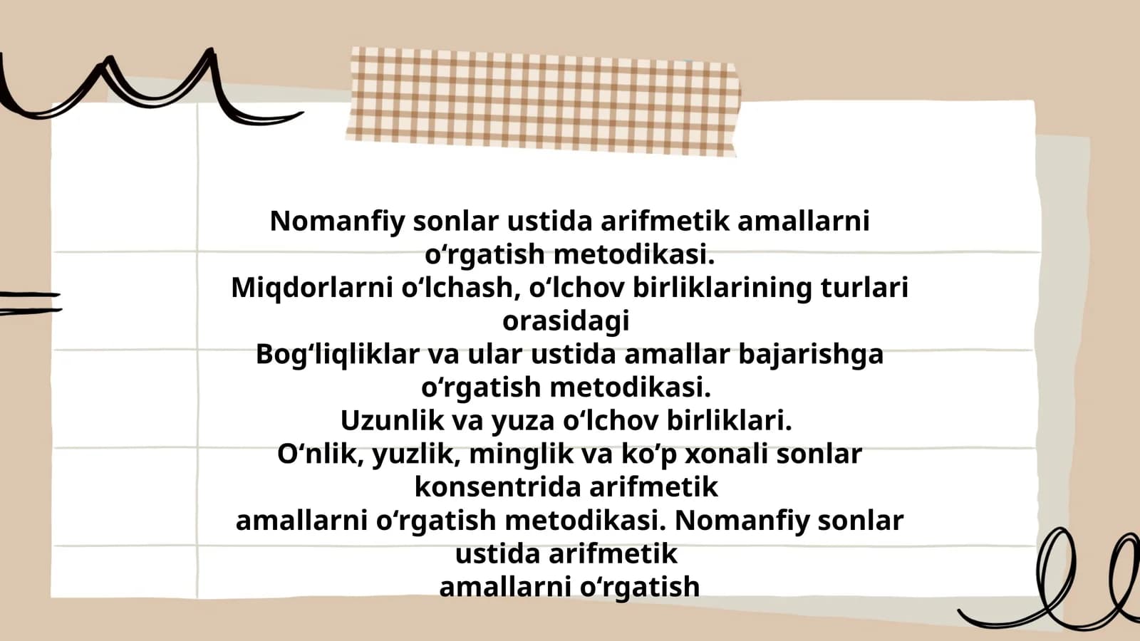Nomanfiy sonlar ustida arifmetik amallarni o‘rgatish metodikasi