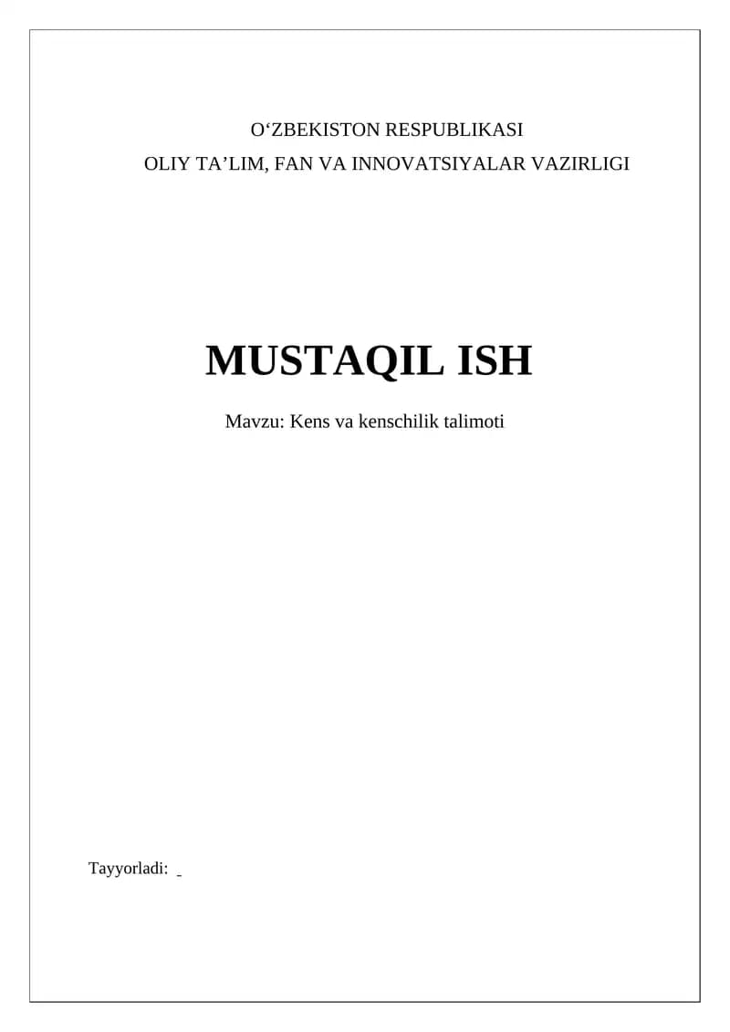 Kens va kenschilik talimoti