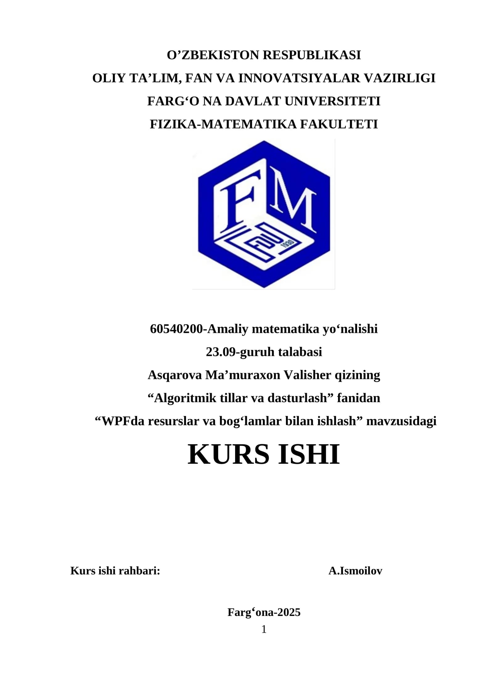 WPFda resurslar va bog‘lamlar bilan ishlash