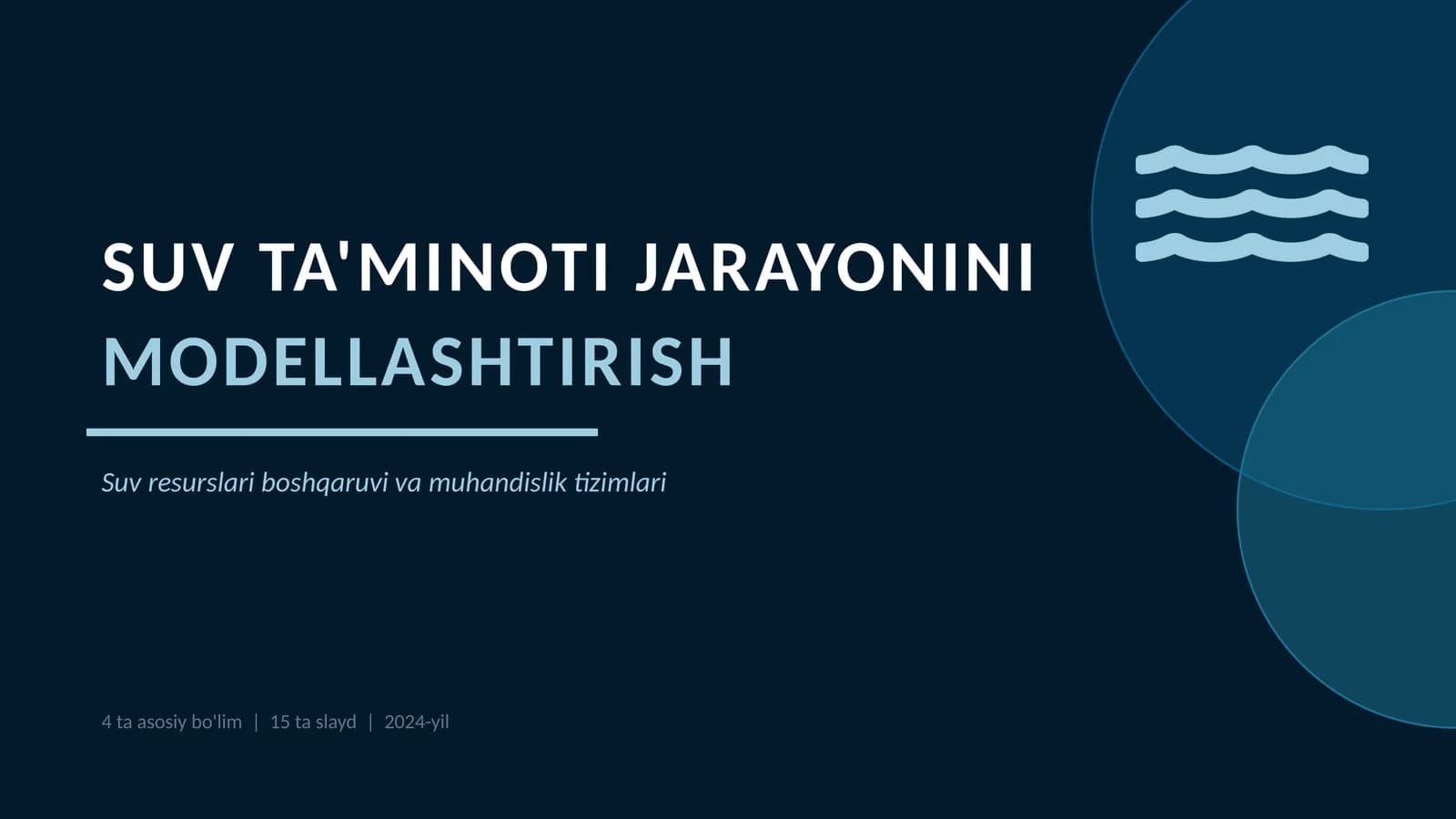 SUV TA'MINOTI JARAYONINI MODELLASHTIRISH