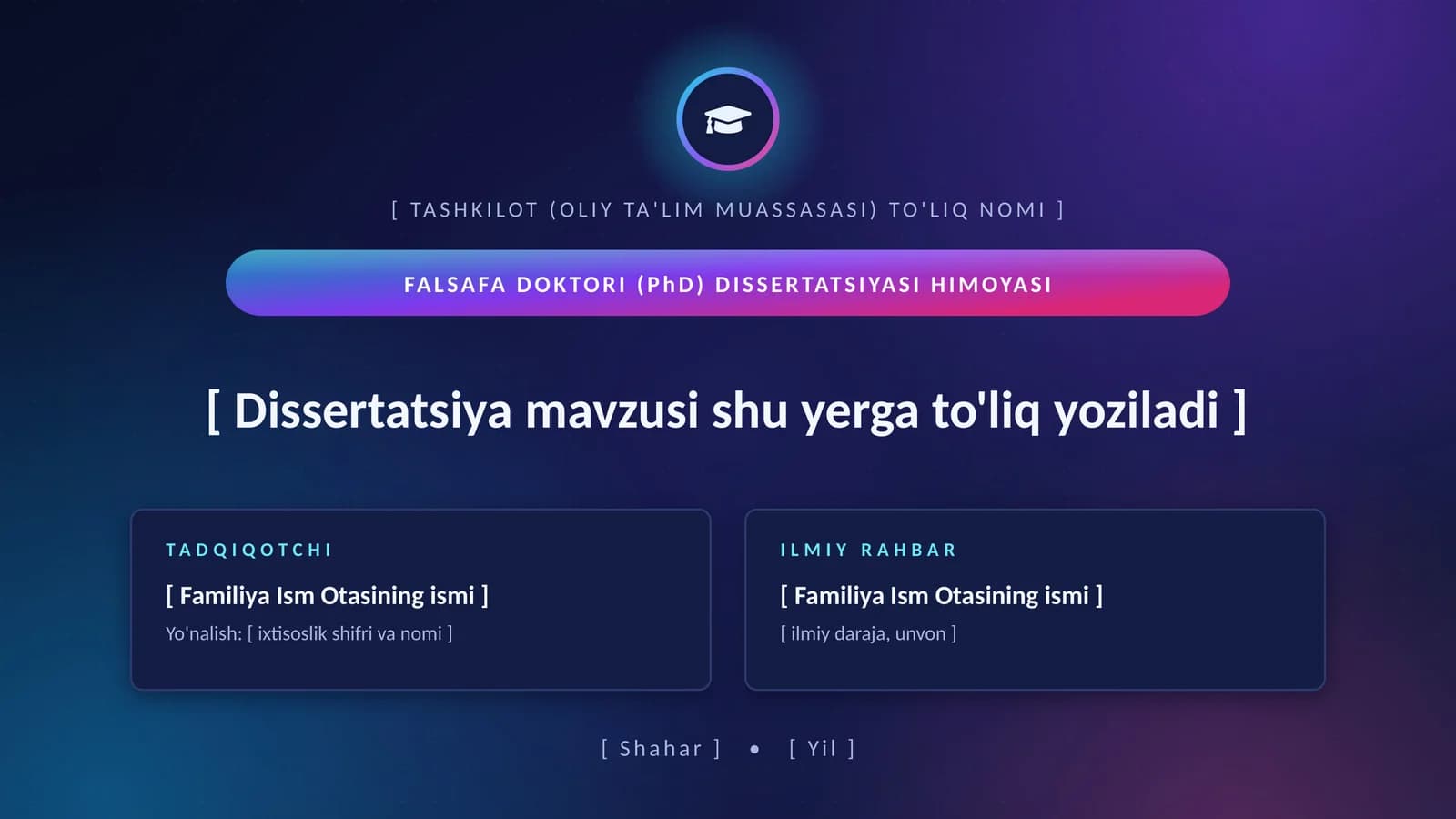 Phd taqdimot shabloni premium zamonaviy