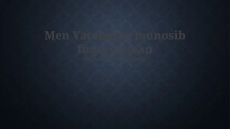 Men Vatanimga Sodiq Farzandman