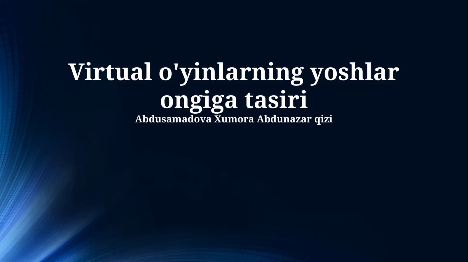Virtual o'yinlarning yoshlar ongiga tasiri