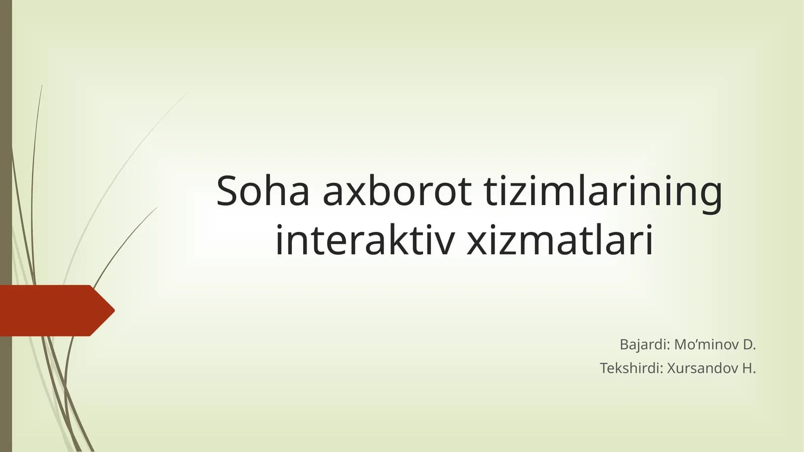 Soha axborot tizimlarining interaktiv xizmatlari