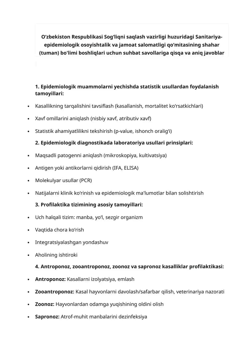 Sanepid/Ses boshliqlari uchun Argos suhbat savollariga javoblar 2025/Dekabr