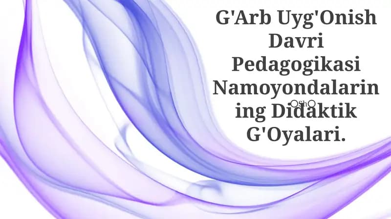 G'Arb Uyg'Onish Davri Pedagogikasi Namoyondalarining Didaktik G'Oyalari