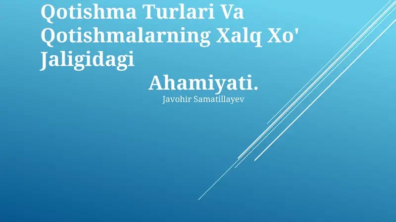 Qotishma Turlari Va Qotishmalarning Xalq Xo' Jaligidagi Ahamiyati
