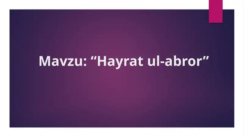 “Hayrat ul-abror”