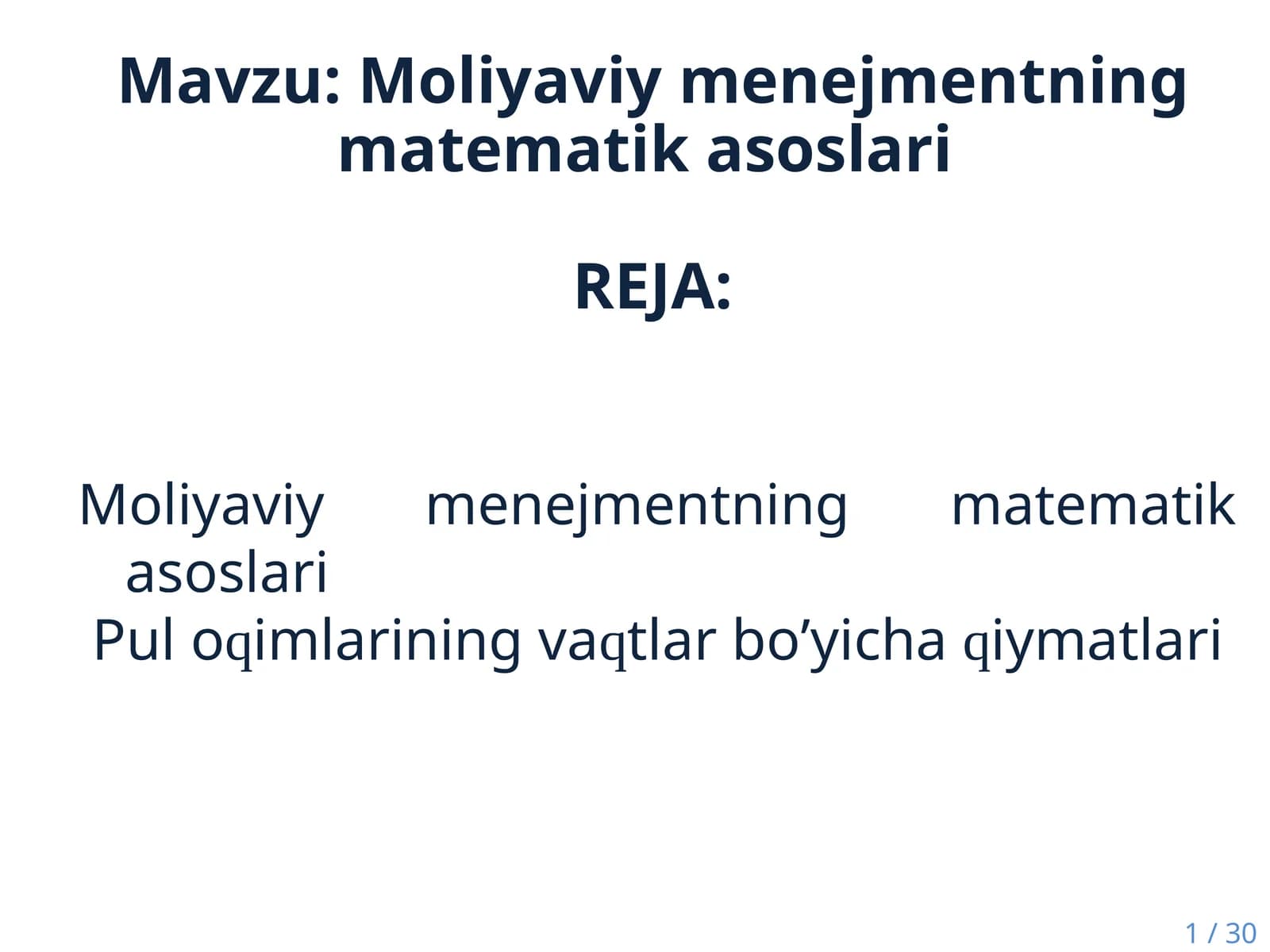 Moliyaviy menejmentning matematik asoslari