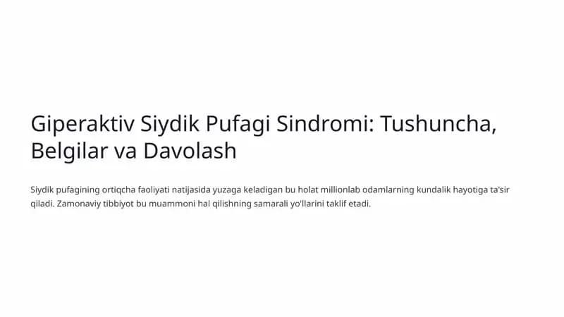 Giperaktiv Siydik Pufagi Sindromi