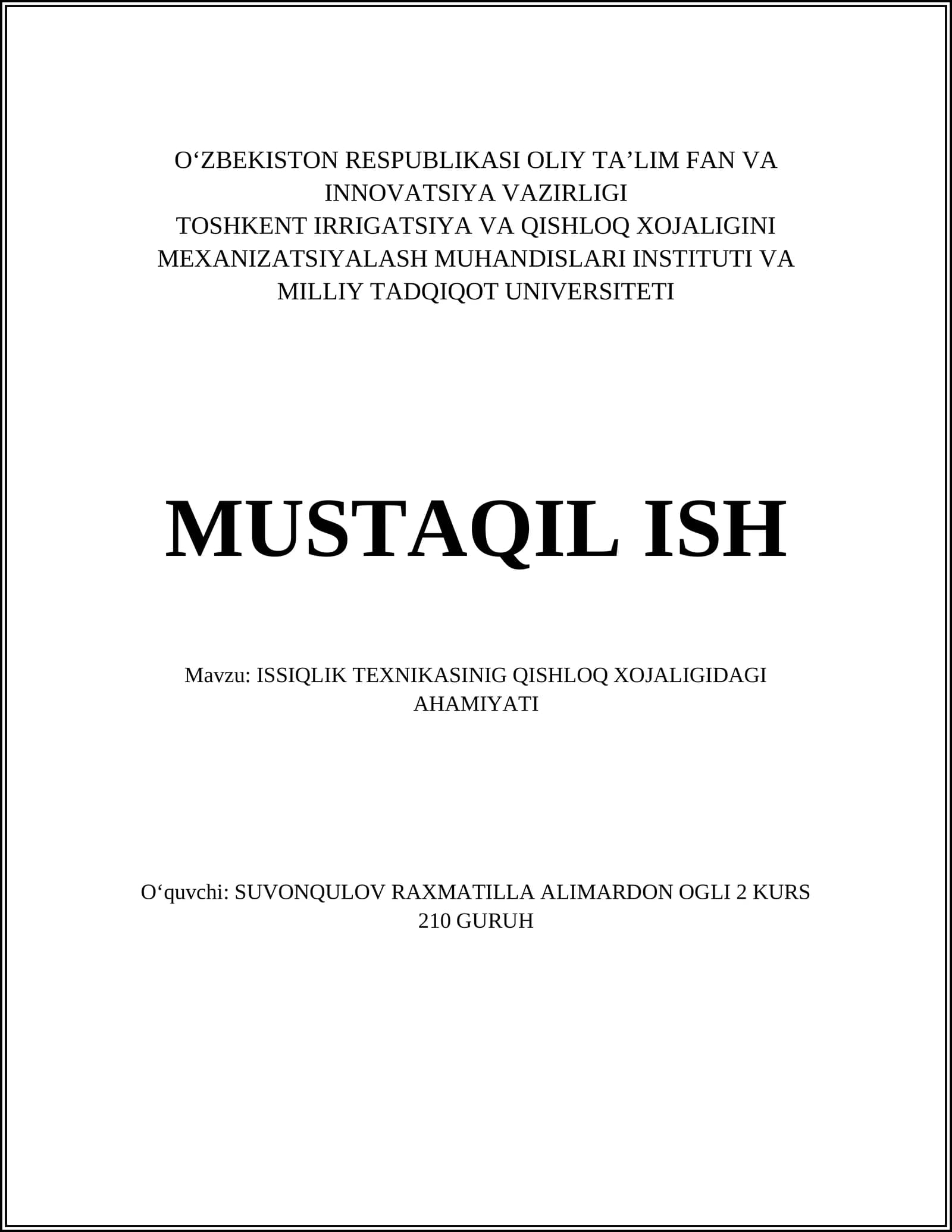ISSIQLIK TEXNIKASI