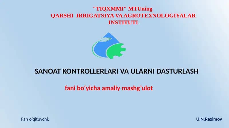 IEC 61131-3 Dasturlash Tillari