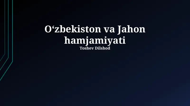 Oʻzbekiston va Jahon hamjamiyati