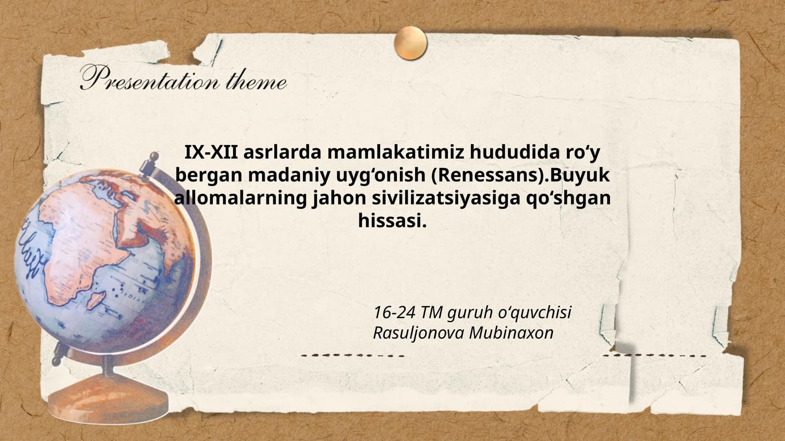 IX-XII asrlarda mamlakatimiz hududida ro‘y bergan madaniy uyg‘onish (Renessans)