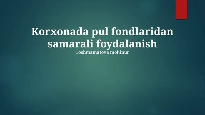Moliyaviy resurslar tahlili