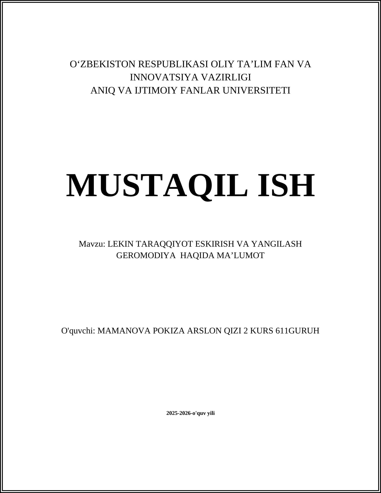 GEROMODIYA VA ESKIRISH HAQIDA MAʼLUMOT