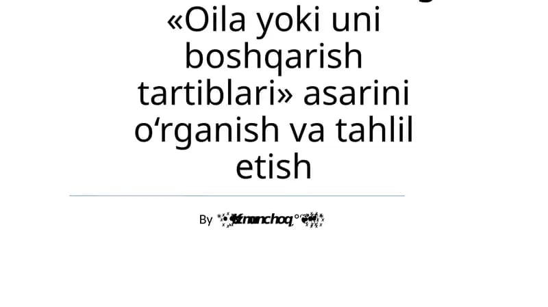 Abdurauf Fitratning «Oila yoki uni bоshqаrish tаrtiblаri»