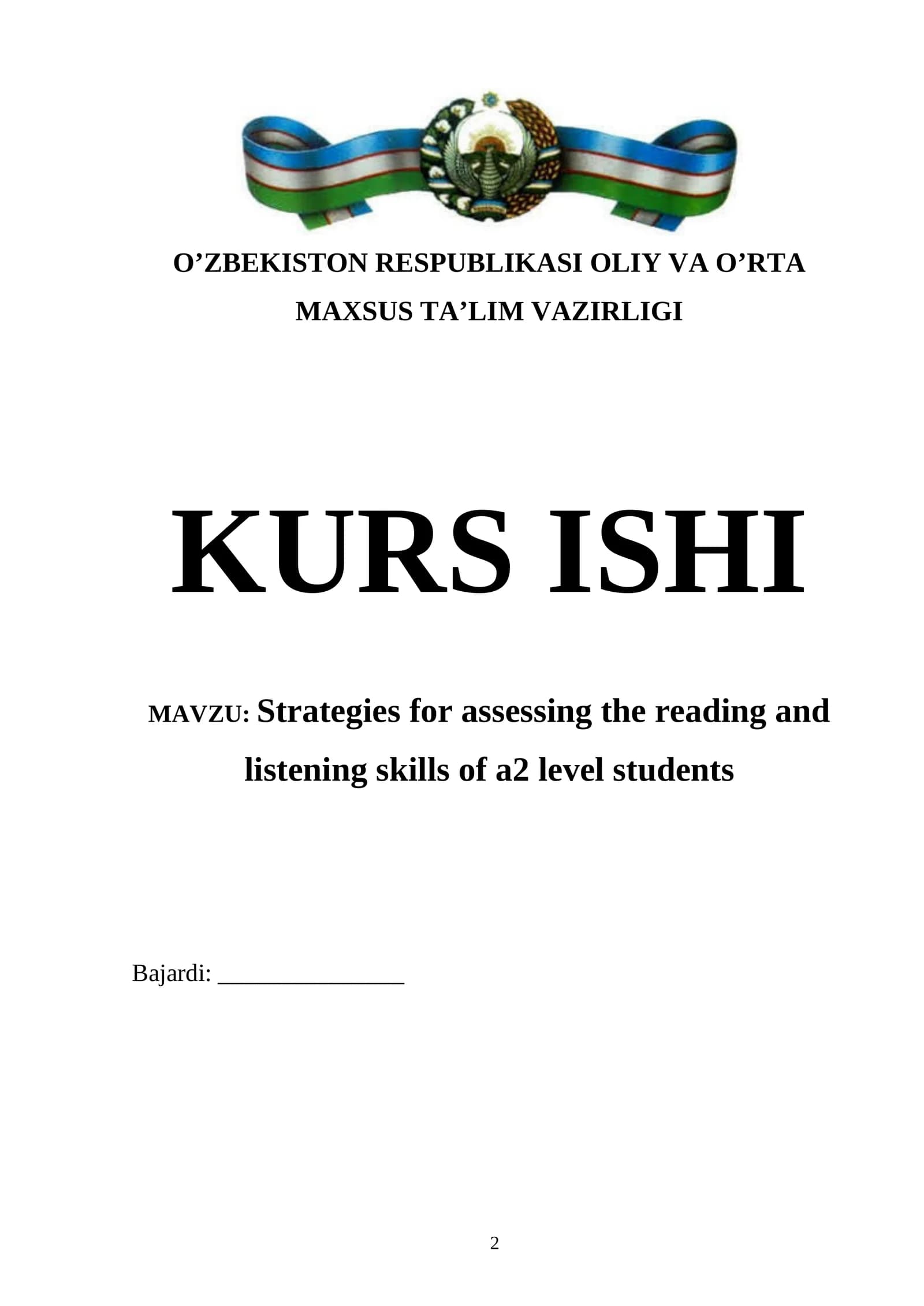 Strategies for assessing the reading and listening skills of a2 level students